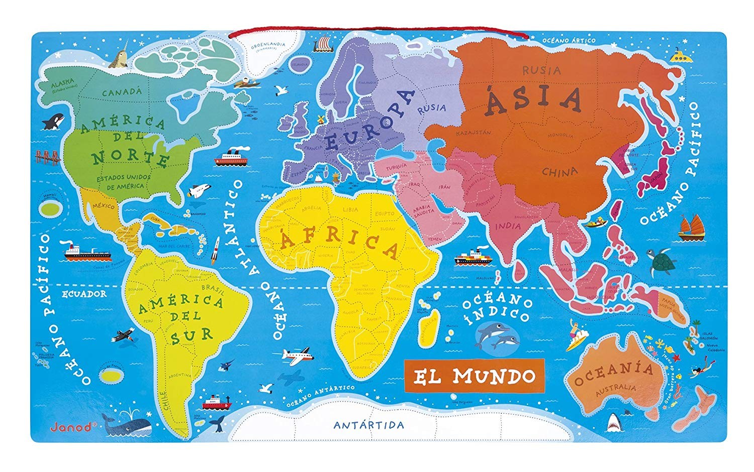 Mapa Mundi Puzzle Madera Magnético (Español)